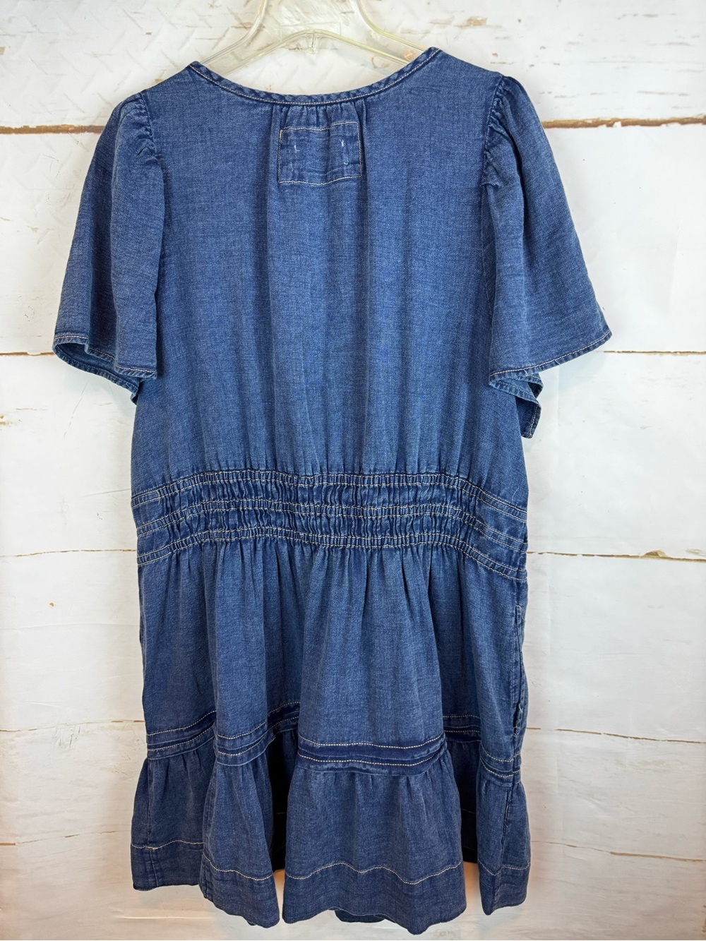 Anthropologie | Blue Denim Somerset Tiered Mini Dress, 2X - Picture 12 of 13